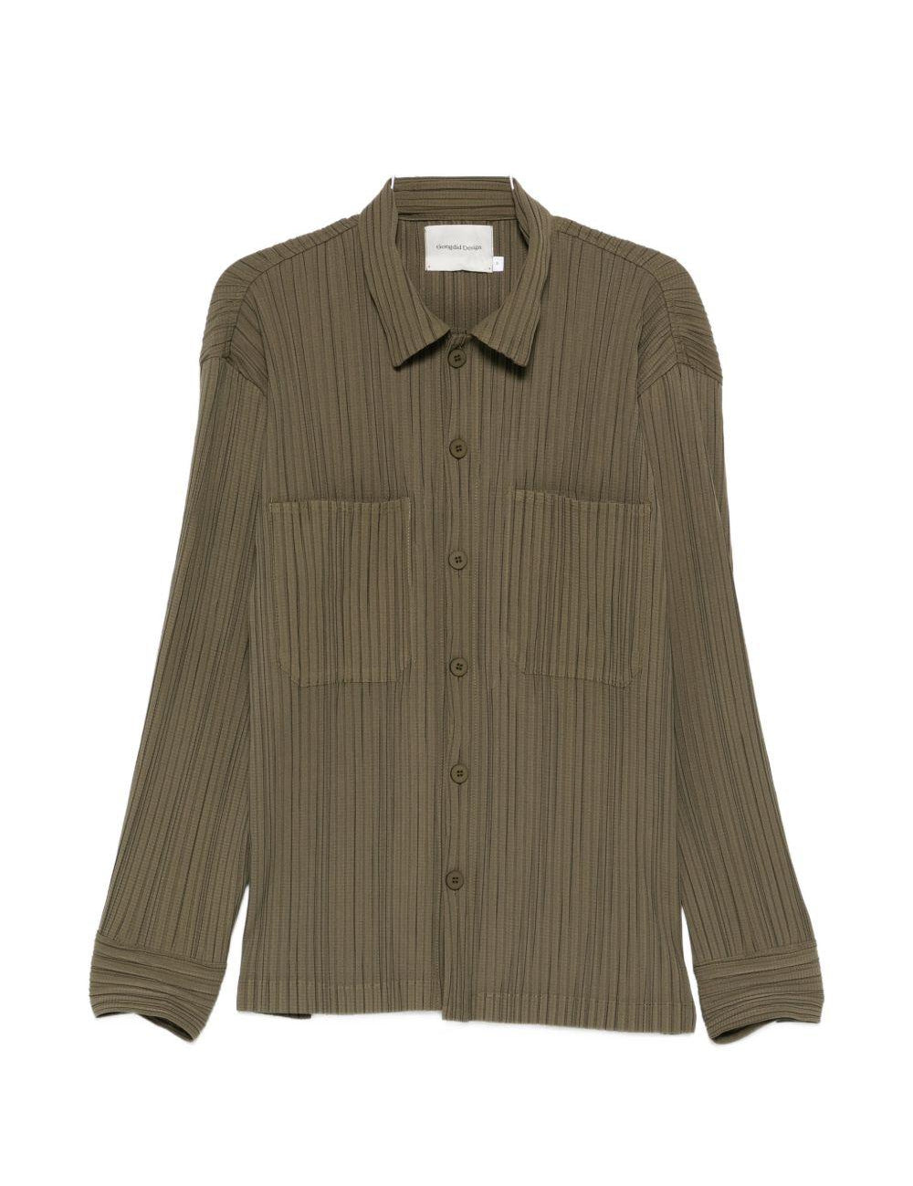 Camicia con tasca e bottoni in verde Gongdid design - uomo 
