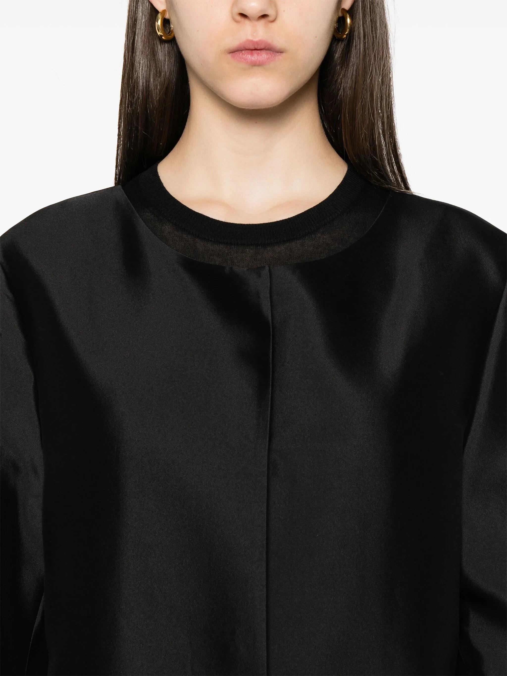 Cappotto senza colleto in seta in nero Toteme - donna 