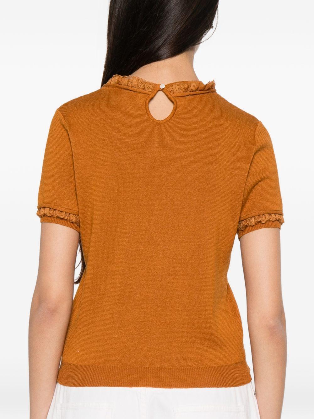 Top in maglia con bordo in pizzo in arancione Shushu/tong - donna 