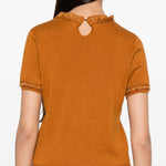 Top in maglia con bordo in pizzo in arancione Shushu/tong - donna 