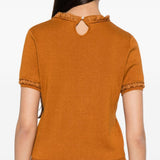 Top in maglia con bordo in pizzo in arancione Shushu/tong - donna 