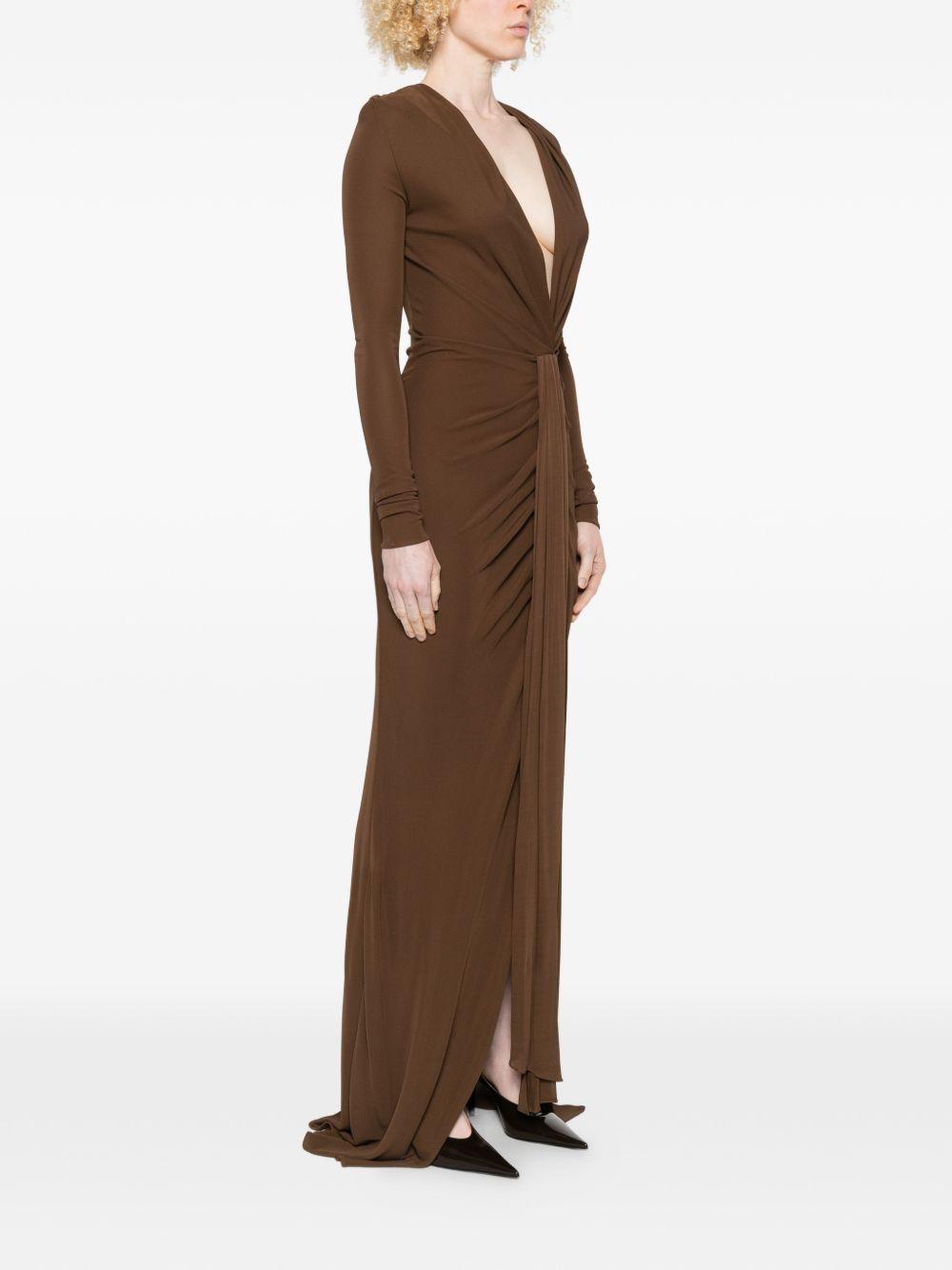 ABITO LUNGO SCOLLO A V in marrone GIUSEPPE DI MORABITO - donna 