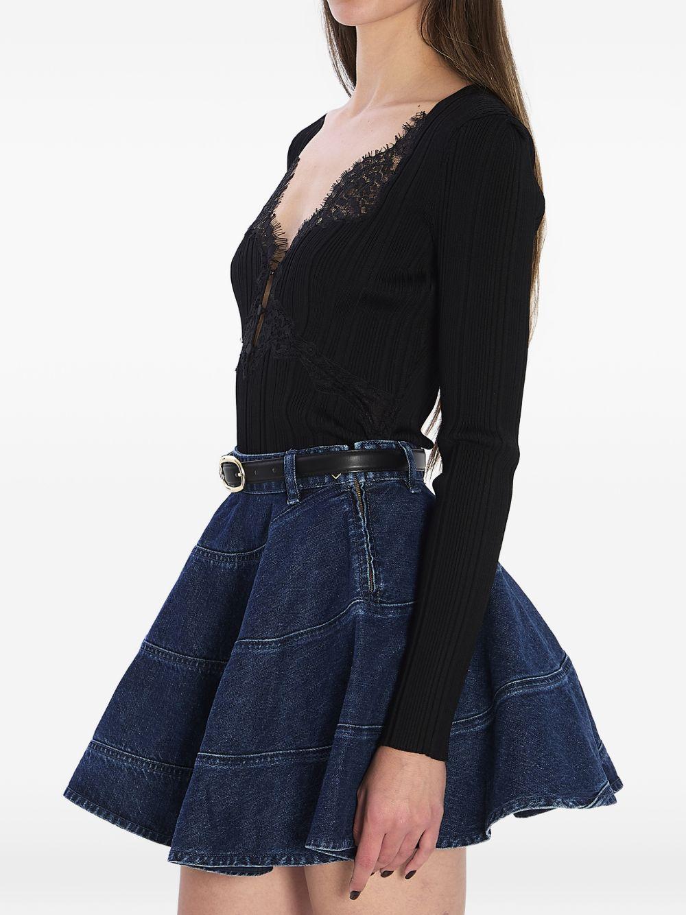 Top con bottoni in pizzo in nero Self-portrait - donna 