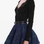 Top con bottoni in pizzo in nero Self-portrait - donna 