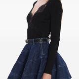 Top con bottoni in pizzo in nero Self-portrait - donna 
