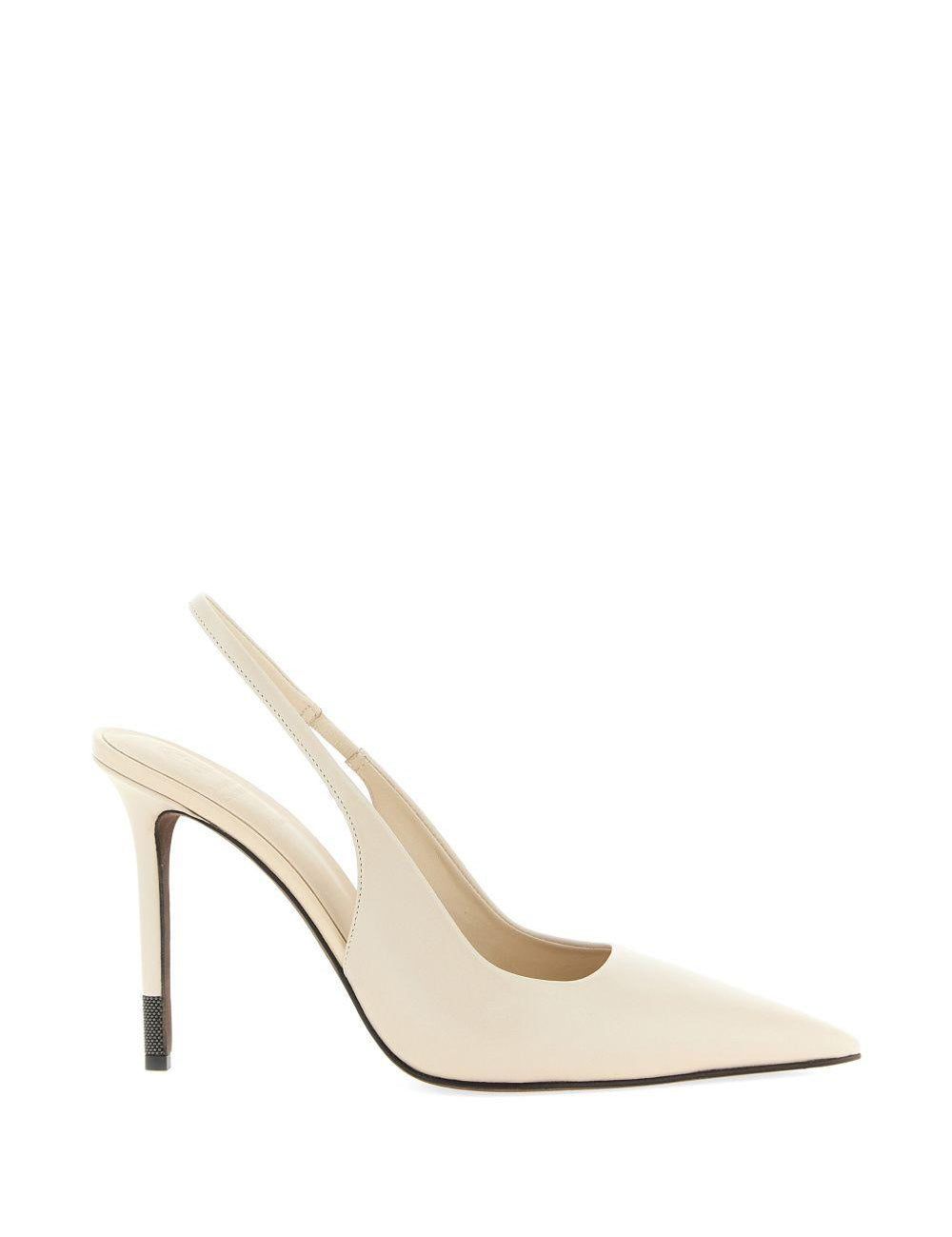 Décolleté in pelle con punta monile in bianco Brunello cucinelli - donna 