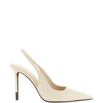 Décolleté in pelle con punta monile in bianco Brunello cucinelli - donna 
