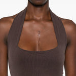 Abito lungo con scollo halter in marrone Aya Muse - donna 