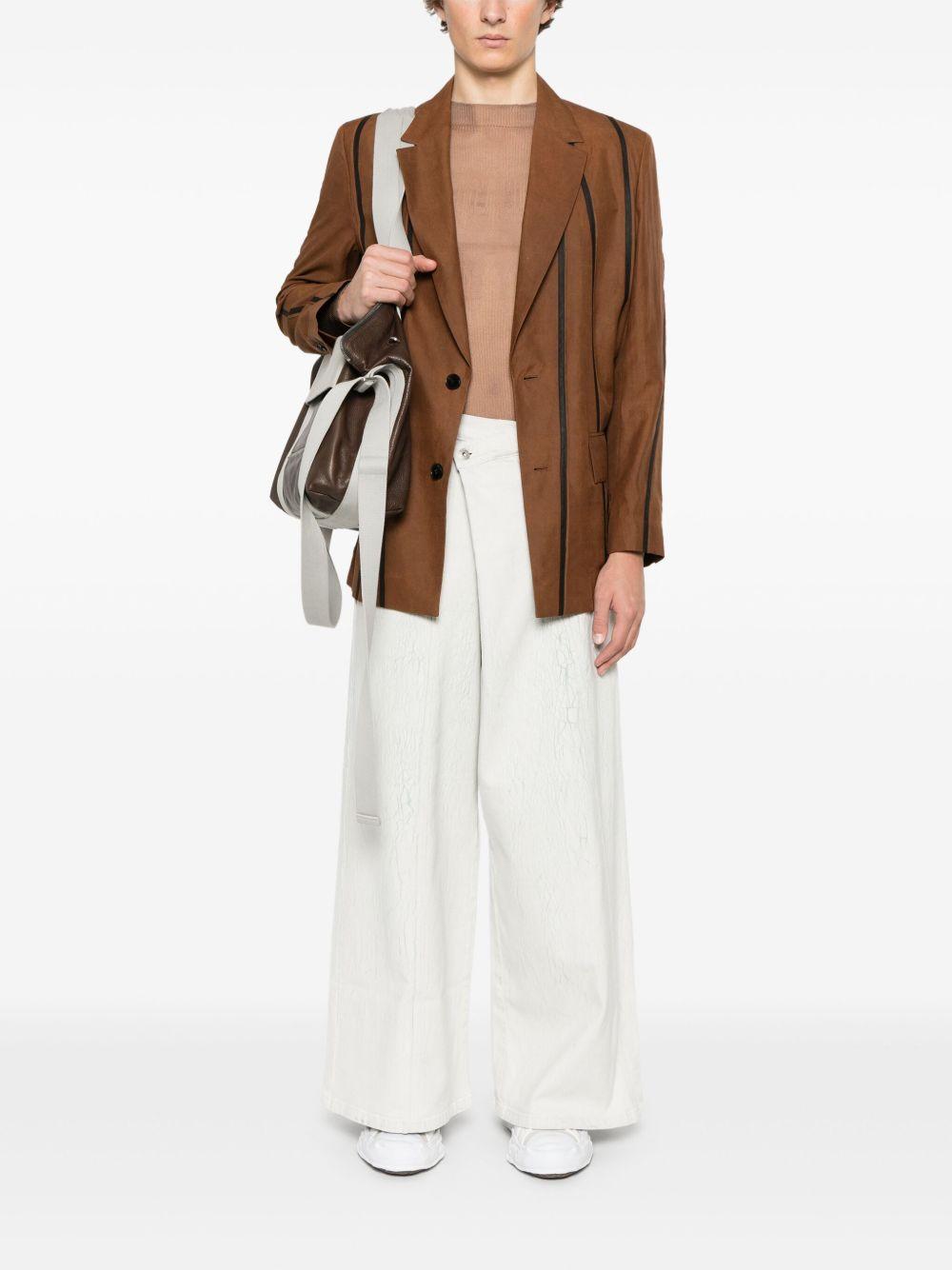 Blazer con righe in marrone Feng Chen Wang - uomo 