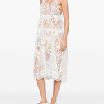 Abito midi con scollo a V in pizzo in bianco Maurizio - donna 