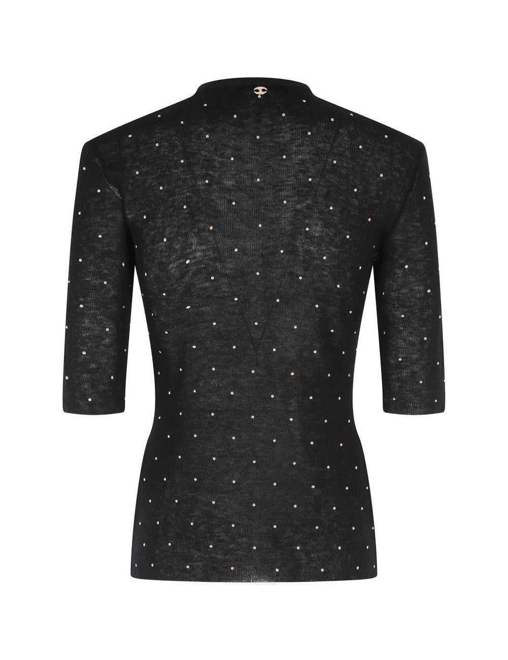 Top girocollo in nero Rabanne - donna 