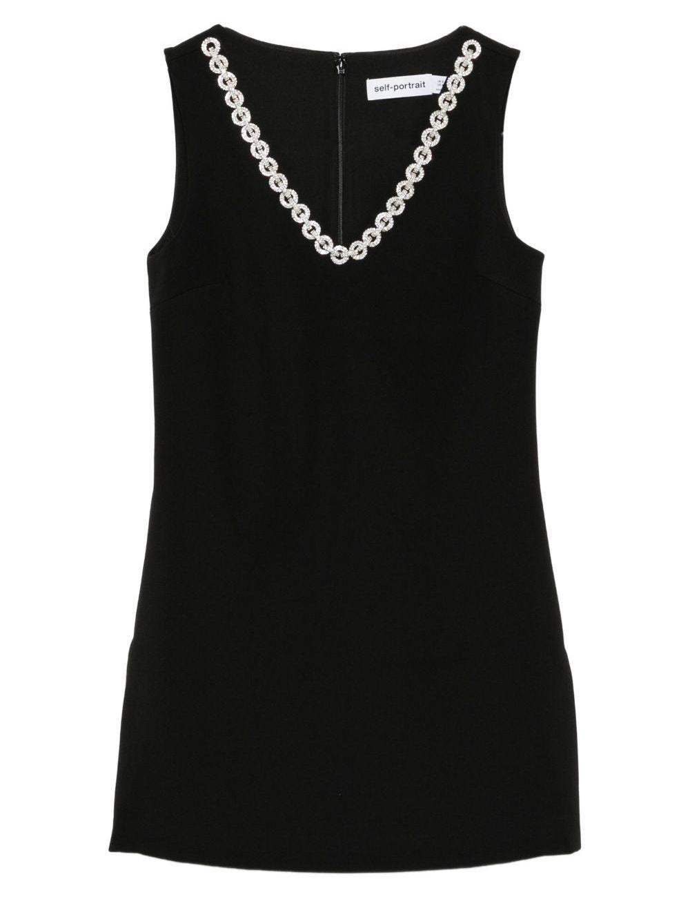 Abito con scollo a V e cristalli in nero Self-portrait - donna 