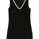 Abito con scollo a V e cristalli in nero Self-portrait - donna 