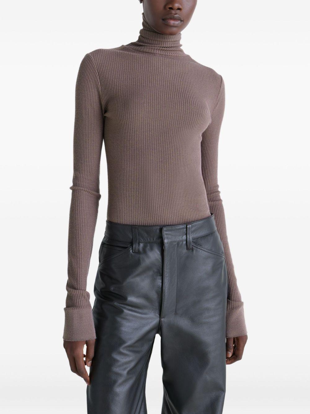 Top a coste a collo alto in grigio Lemaire - donna 