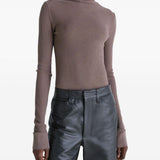 Top a coste a collo alto in grigio Lemaire - donna 