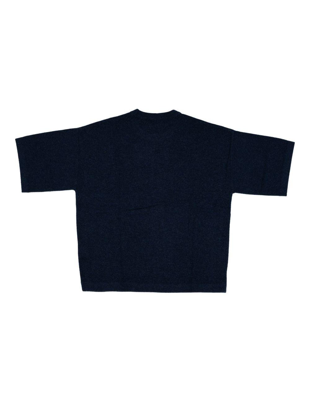 T-shirt in maglia in blu Gotha - uomo<BR/><BR/> 