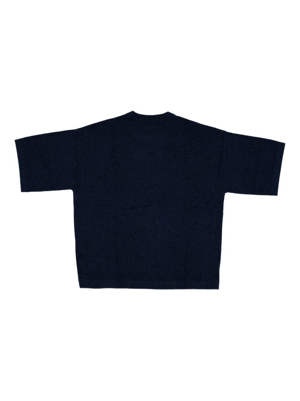 T-shirt in maglia in blu Gotha - uomo<BR/><BR/> 