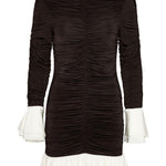 Mini abito con design arricciato in marrone Rotate holiday - donna 