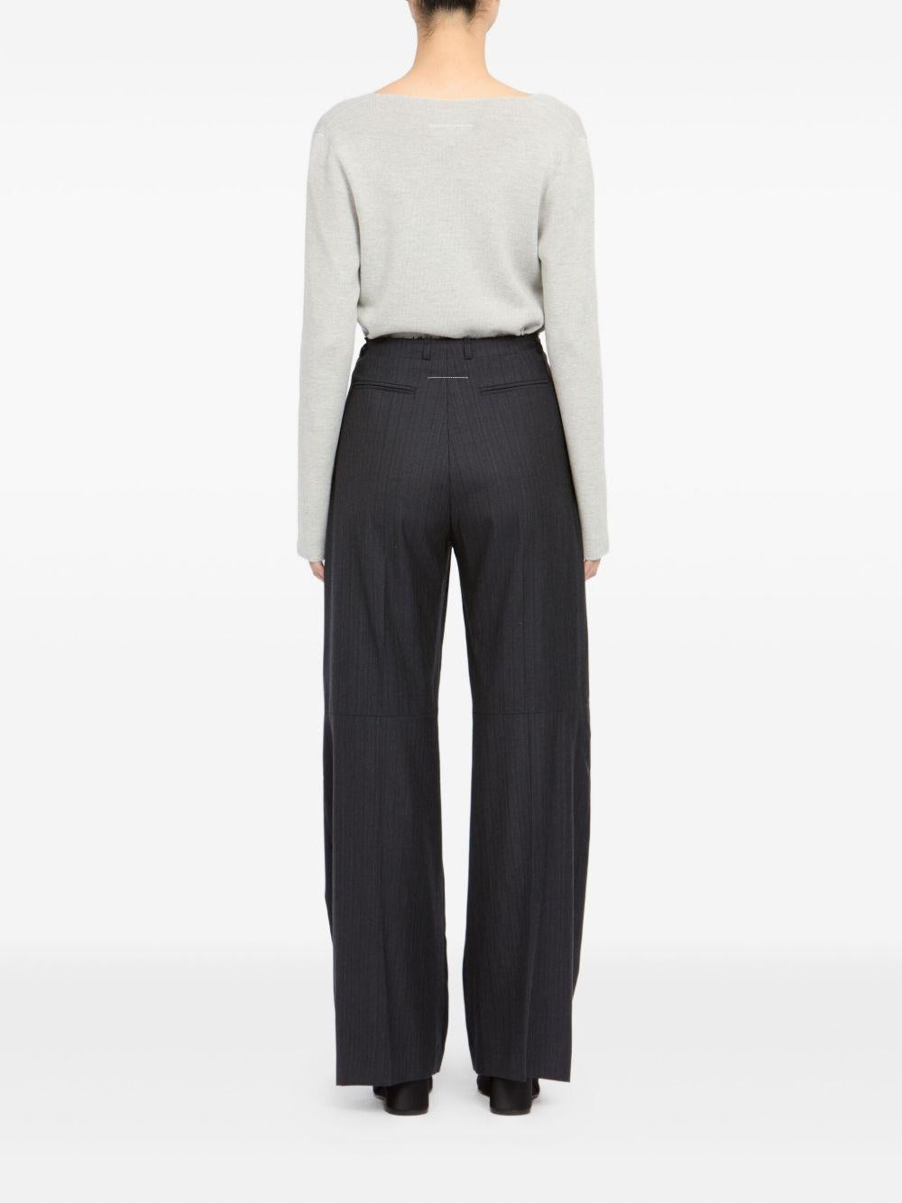 Pantaloni palazzo gessati in grigio scuro MM6 Maison Margiela - uomo 