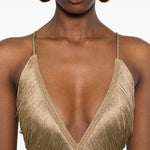 Abito con scollo a v e frange in bronzo Bless - donna 