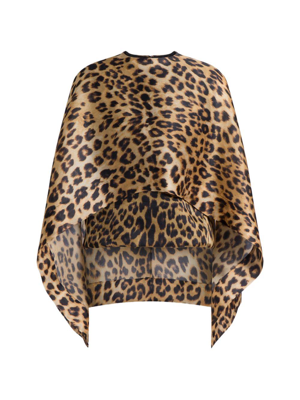 blusa a strati con stampa leopardata in marrone Alberta ferretti - donna 