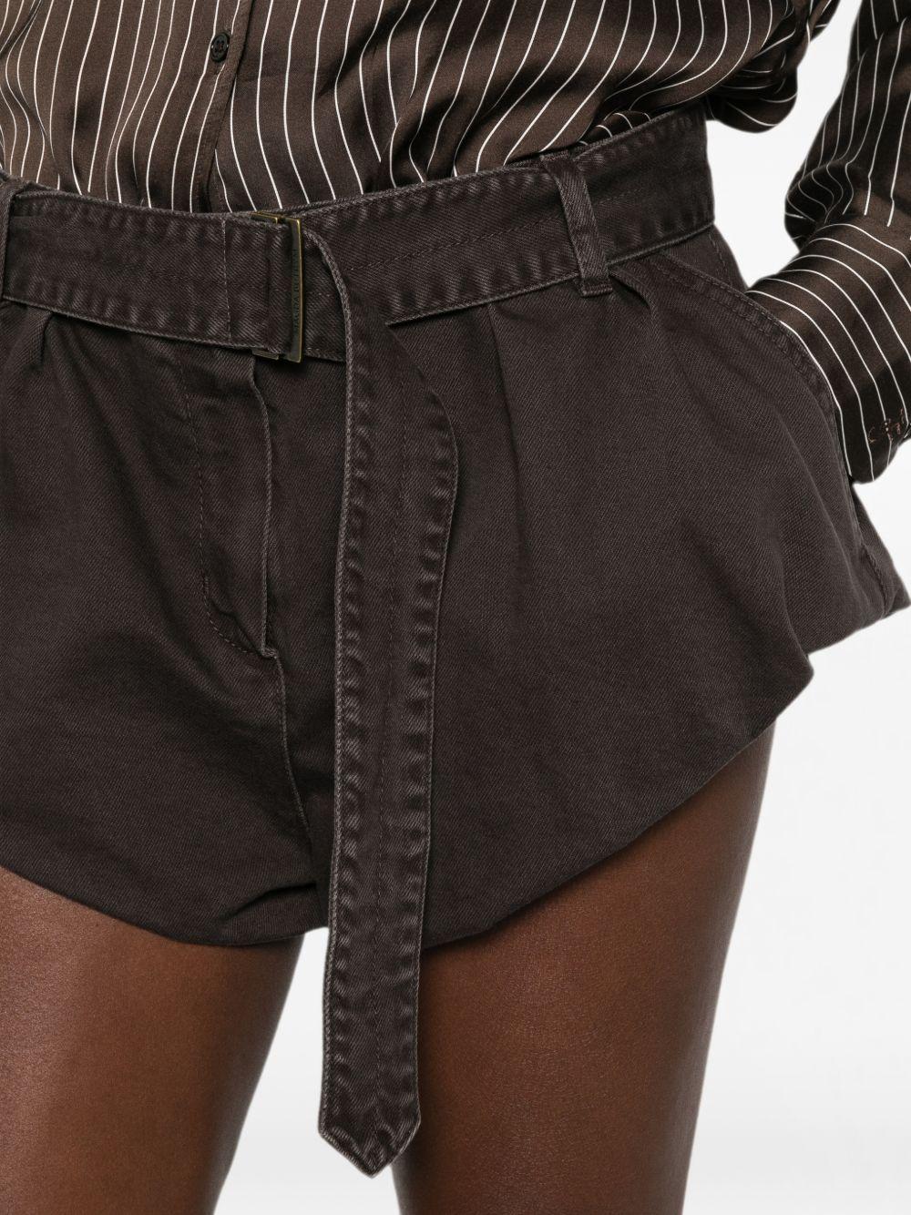 Shorts con cintura in marrone 