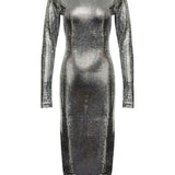 Abito midi con decorazioni all-over in argento Mm6 maison margiela - donna 