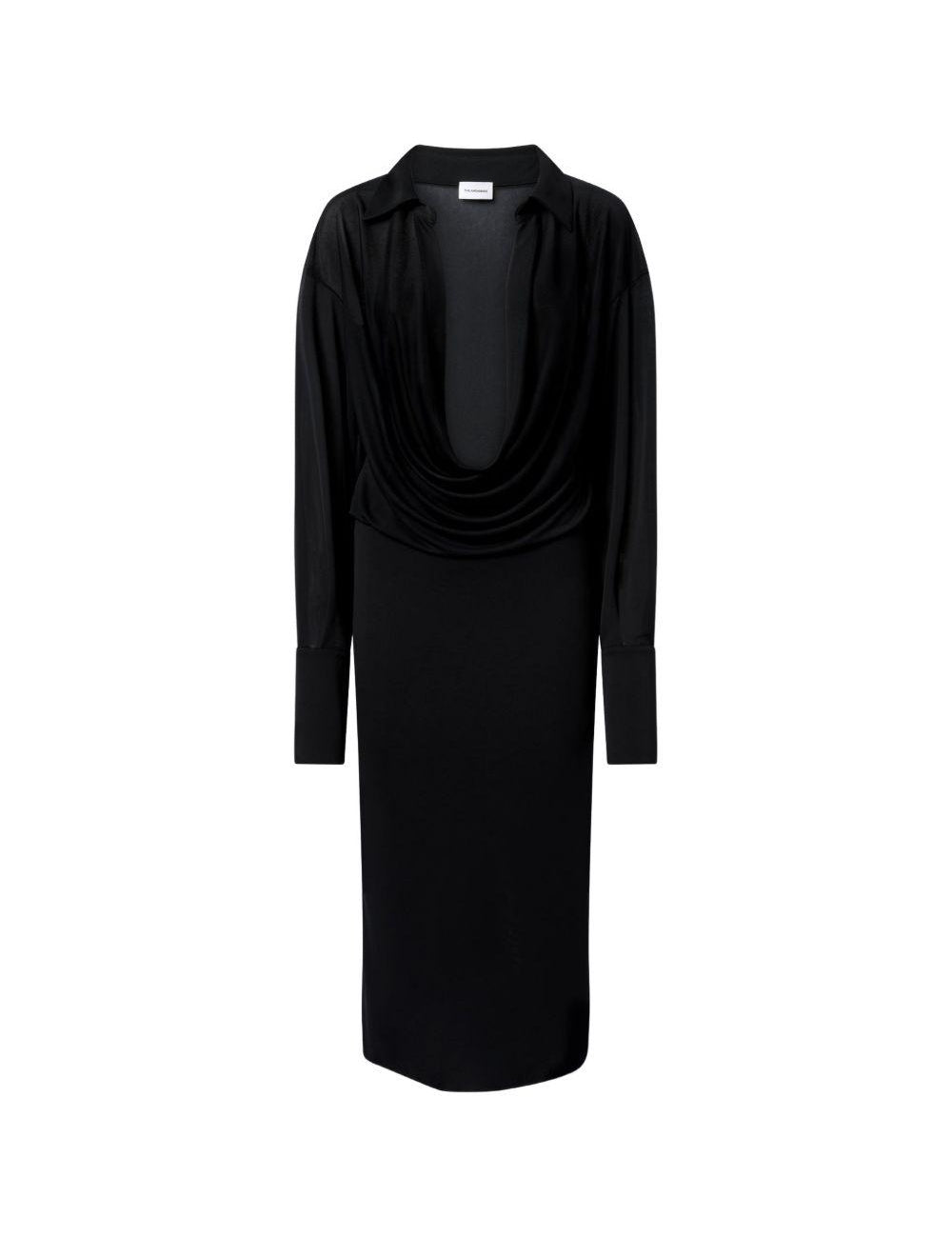 Abito midi con scollo drappeggiato Lilia in nero The andamane - donna 
