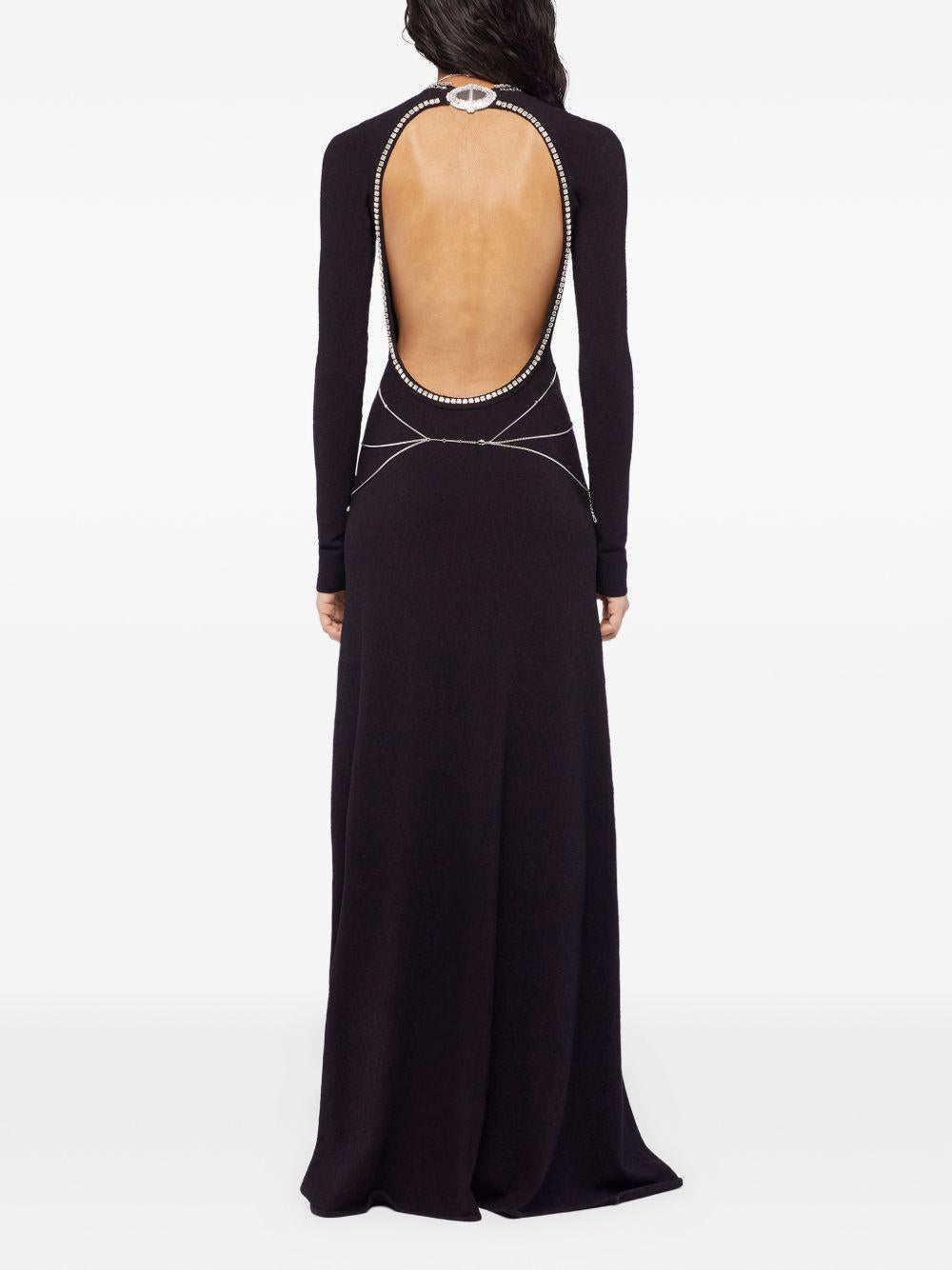 Abito lungo con schiena scoperta in nero Rabanne - donna 