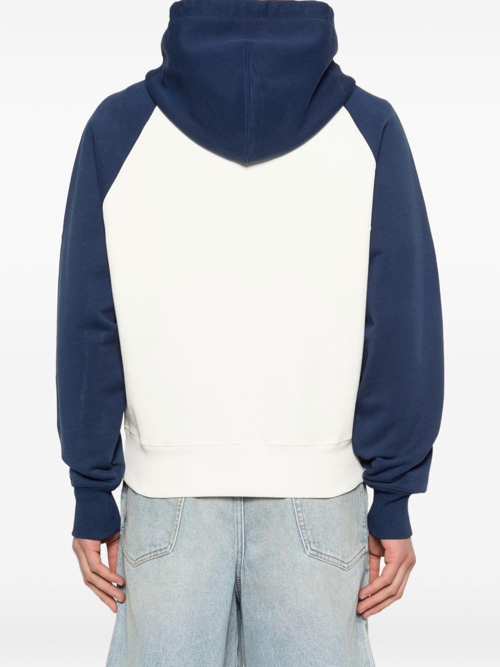 Felpa con cappuccio in bianco e blu Ami paris - uomo 