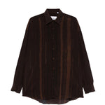 Camicia valentino con righe verticali in marrone costumein - uomo 