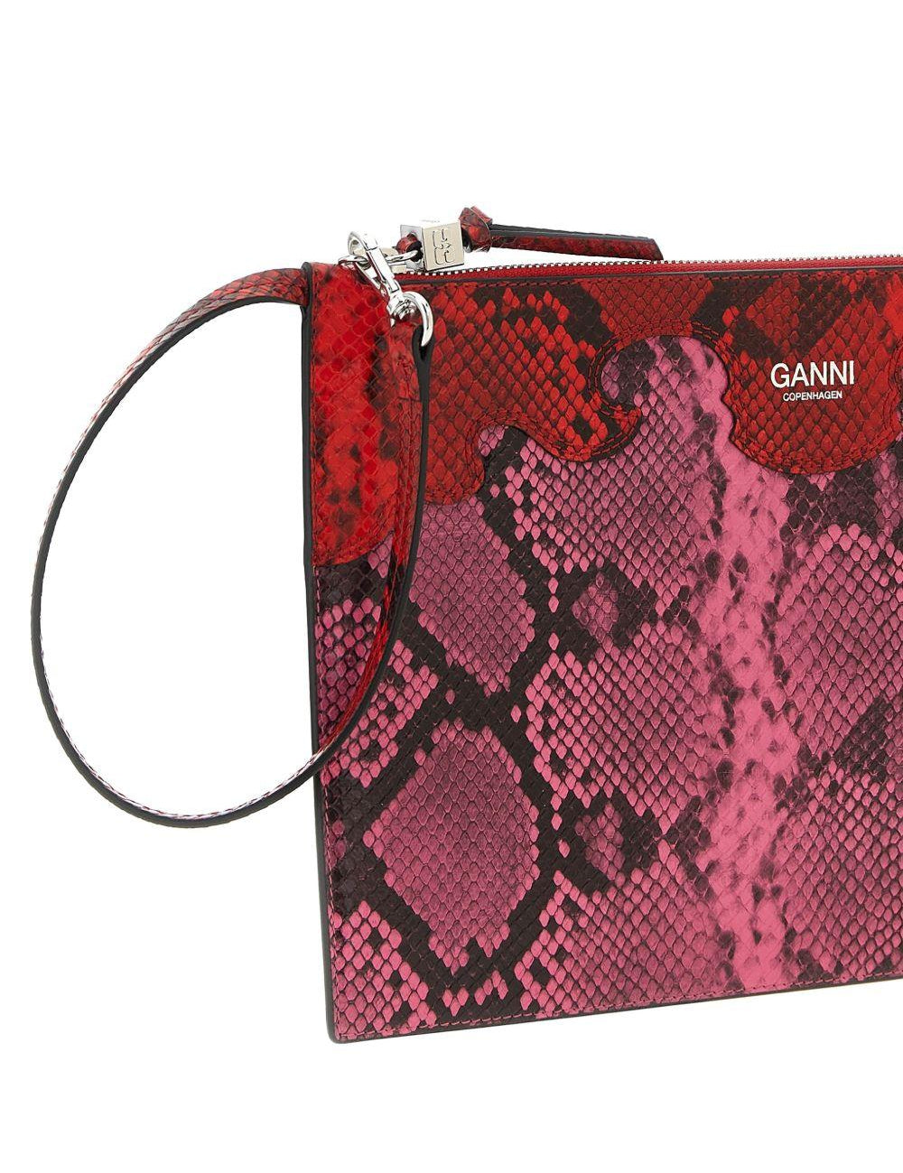 borsa clutch stampa animalier multicolor ganni - donna 