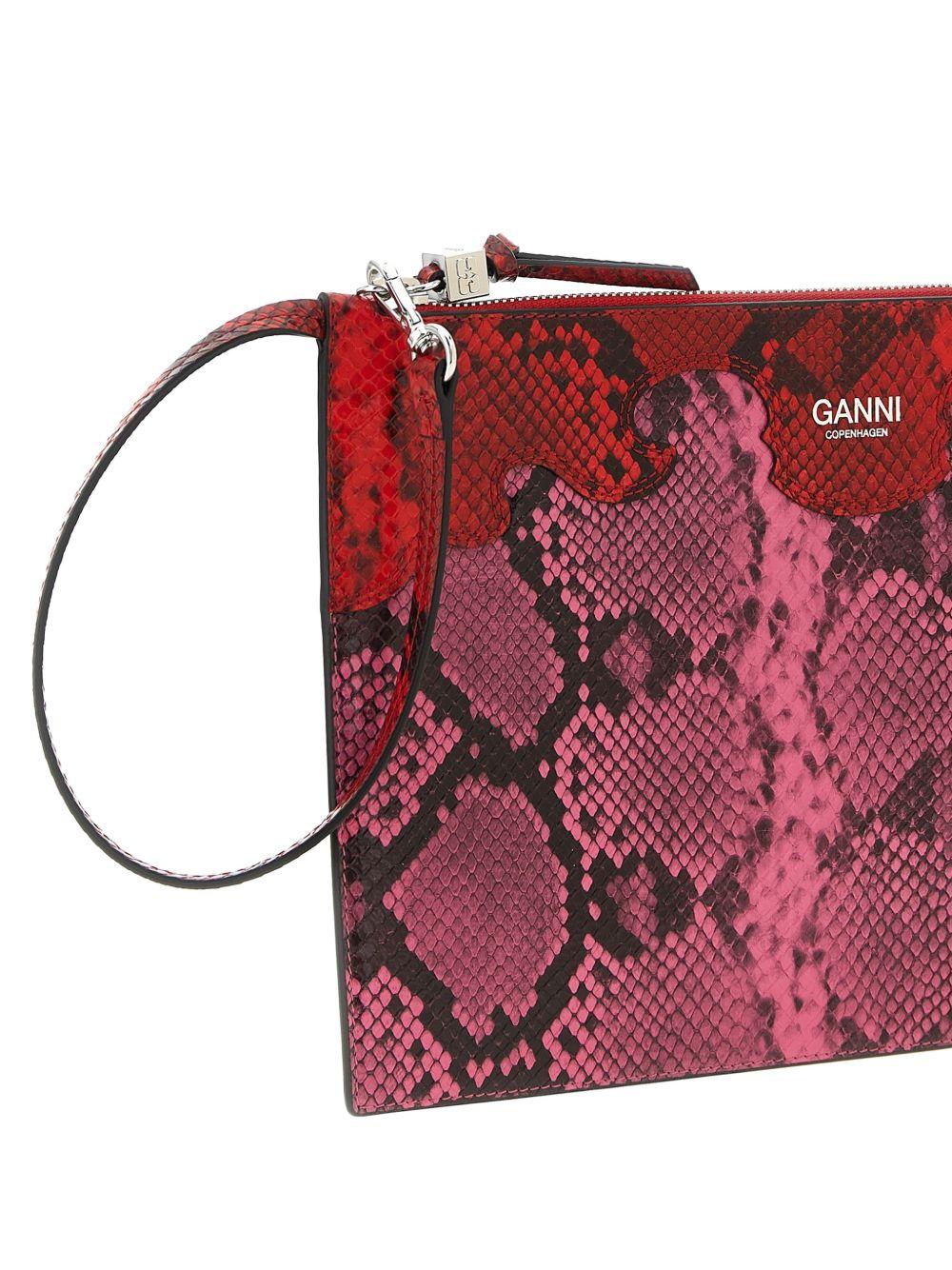 borsa clutch stampa animalier multicolor ganni - donna 