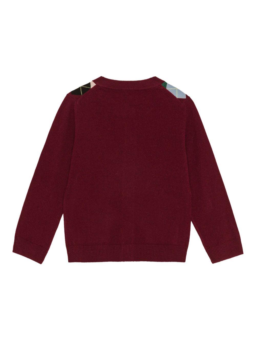 Cardigan a rombi in bordeaux Ganni - donna 