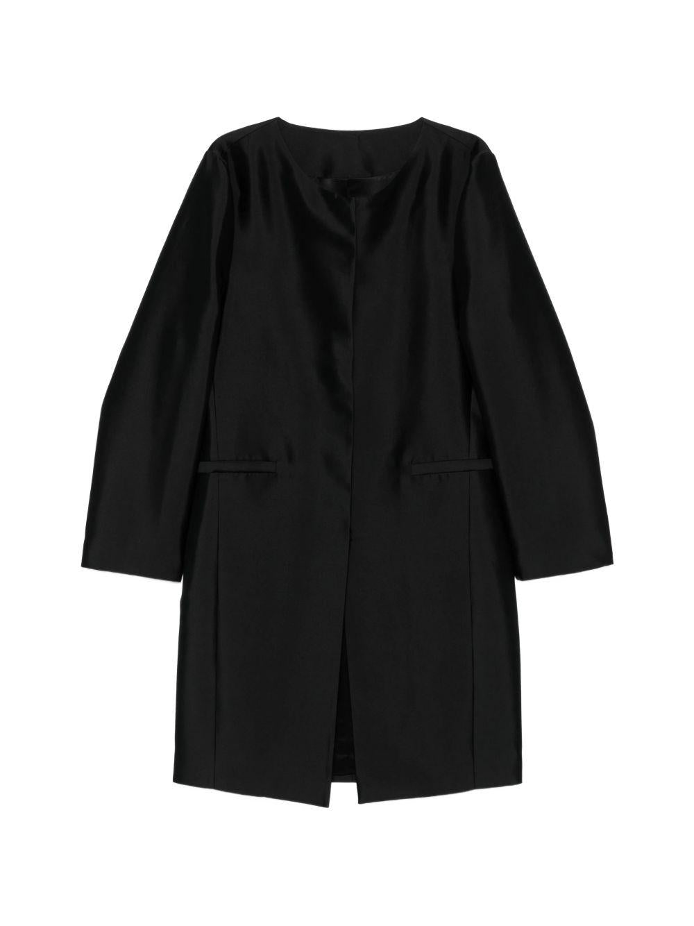 Cappotto senza colleto in seta in nero Toteme - donna 