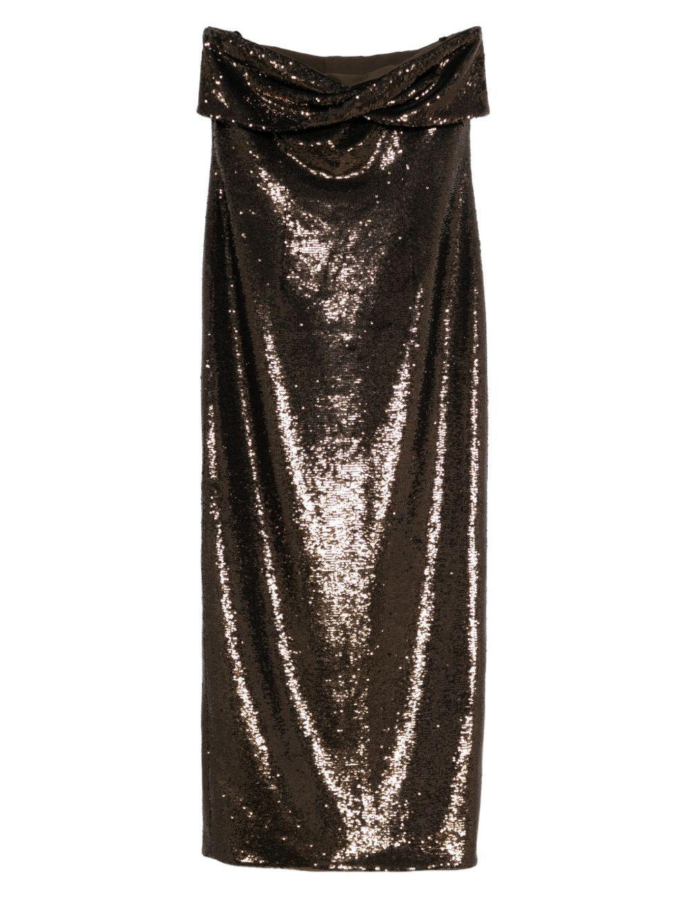 Abito senza spalline con paillettes in marrone Roland mouret - donna 