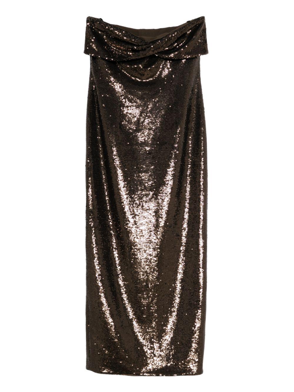 Abito senza spalline con paillettes in marrone Roland mouret - donna 