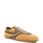 Sneakers in pelle con design a pannelli in marrone 