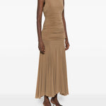 Abito lungo con drappeggio in beige Magda Butrym - donna 