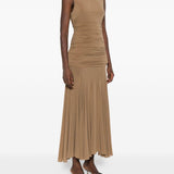 Abito lungo con drappeggio in beige Magda Butrym - donna 