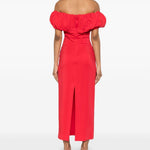 Abito midi con scollo a barca in rosso Rowen Rose - donna 