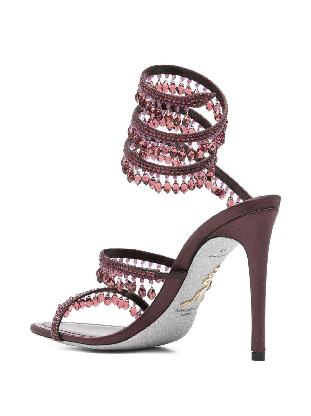 Sandali con cristalli chandelier in bordeaux Rene caovilla - donna 