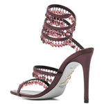 Sandali con cristalli chandelier in bordeaux Rene caovilla - donna 