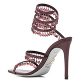 Sandali con cristalli chandelier in bordeaux Rene caovilla - donna 