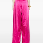 Pantaloni a gamba larga con design satinato pamploma in rosa Dries van noten - donna 