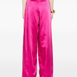 Pantaloni a gamba larga con design satinato pamploma in rosa Dries van noten - donna 