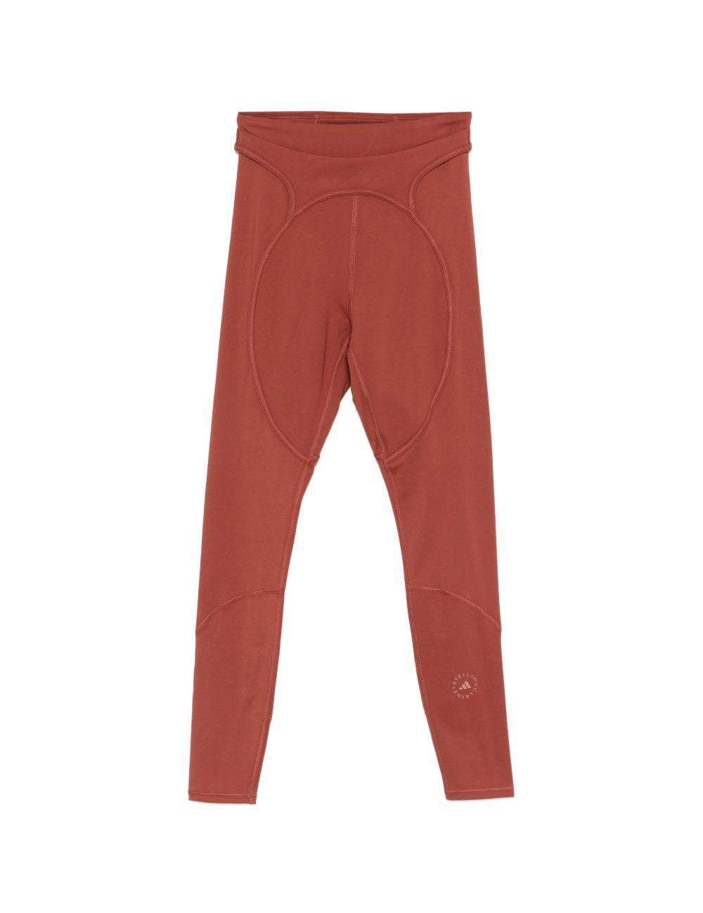 Leggings con logo in rosso terracotta Adidas by Stella Mc Cartney - donna 