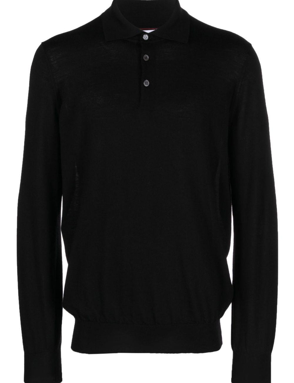 Polo a maniche lunghe in nero Brunello cucinelli - uomo 