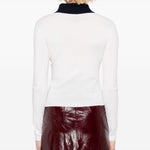 Cardigan colletto polo in lana bianco Self-Portrait - donna 