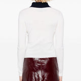 Cardigan colletto polo in lana bianco Self-Portrait - donna 